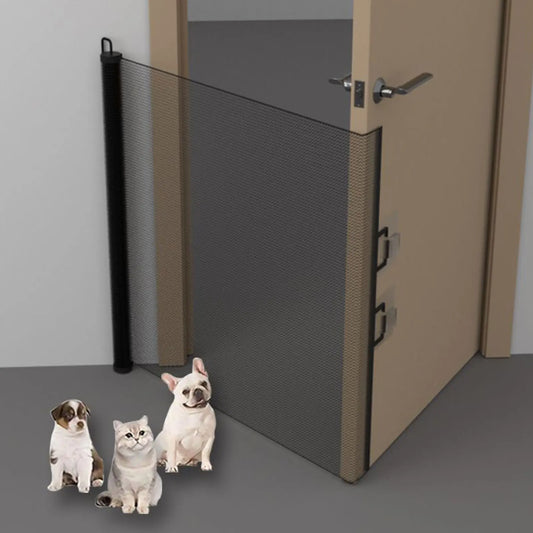 Einziehbares Haustiertor für Hunde, einziehbares Tor ohne Bohren, kindersicheres Netz, Zaun, Katzenleitblech für Innentreppen, Terrasse, Kamin, Terrasse