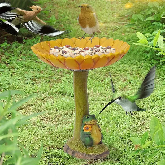 Adorable Frog Bird Bath Statue for Colorful Gardens